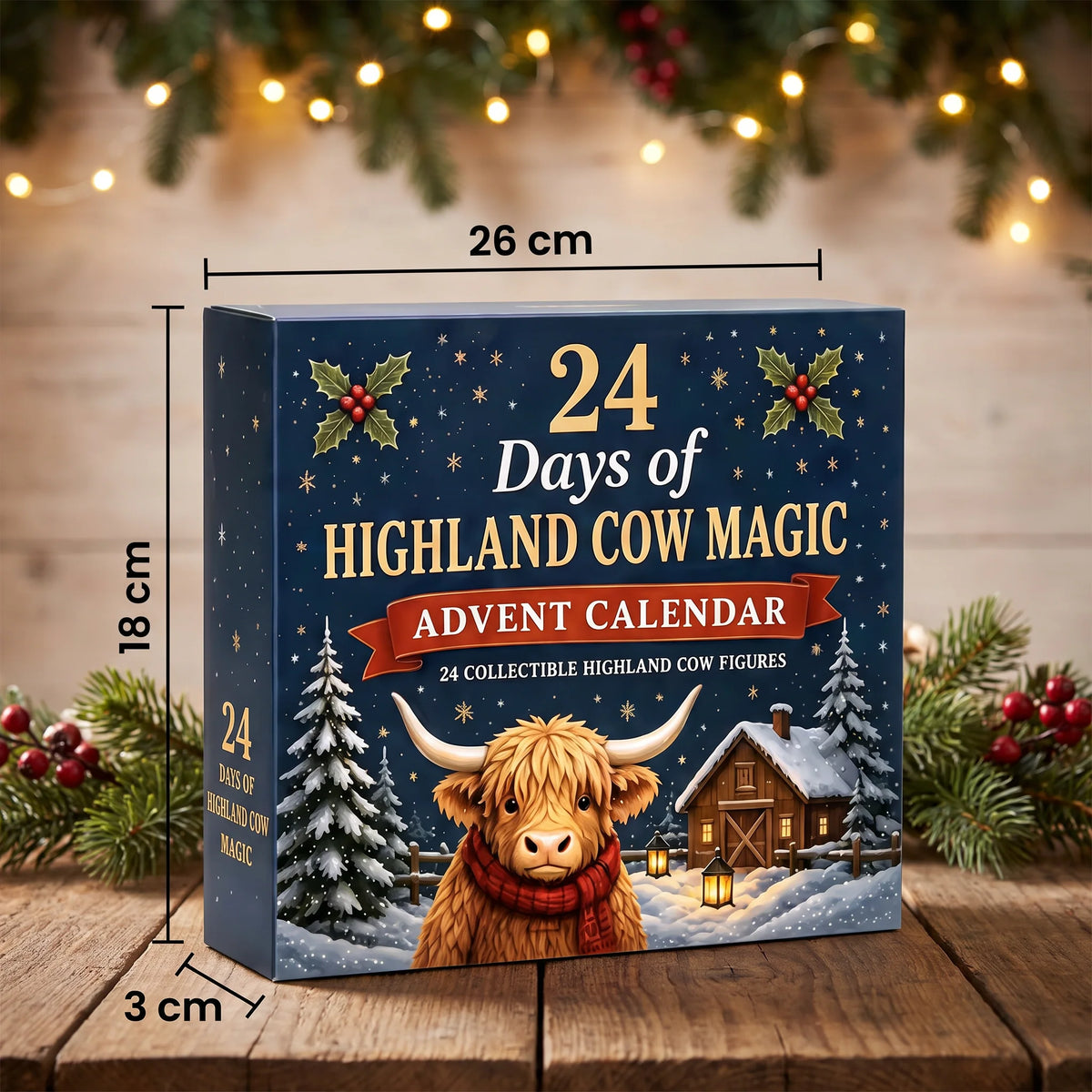 Advent Calendar Highland Cow Figures Set of 24