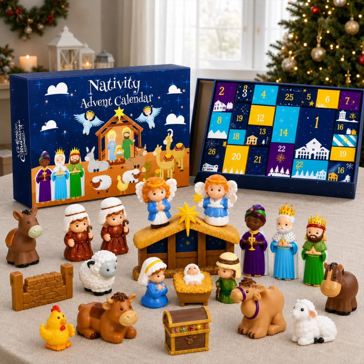 Advent Calendar Nativity Scene 24-Day Christmas Countdown