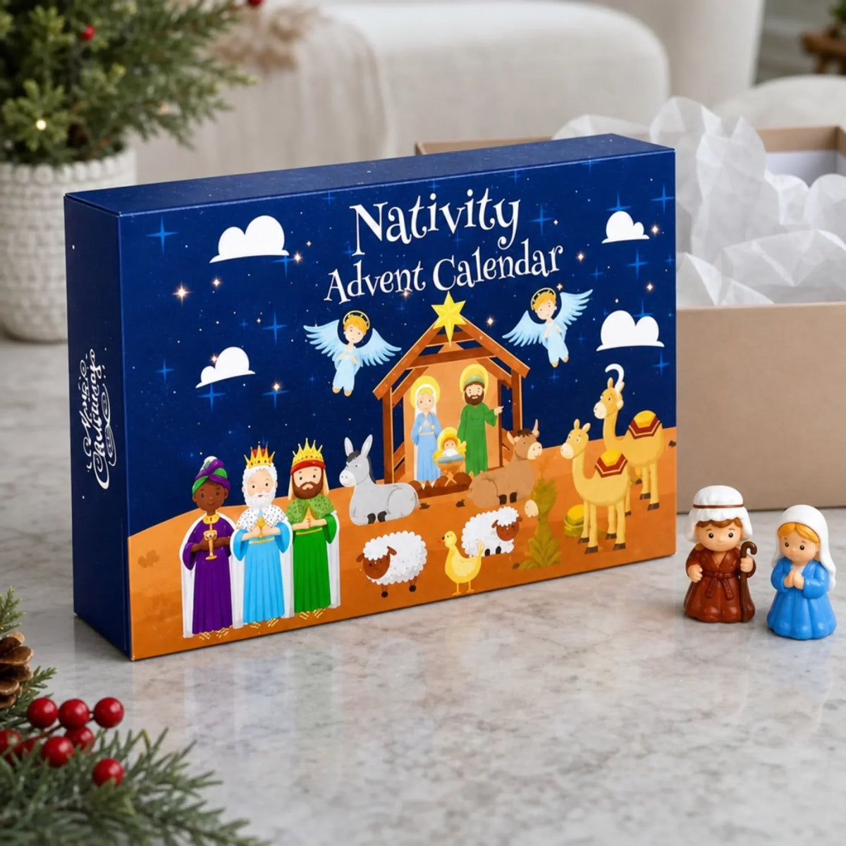Advent Calendar Nativity Scene 24-Day Christmas Countdown