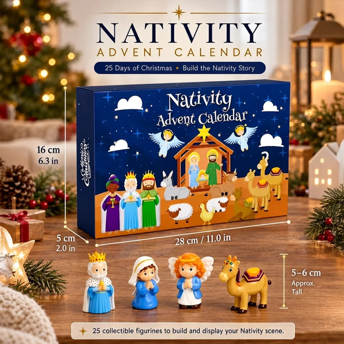 Advent Calendar Nativity Scene 24-Day Christmas Countdown