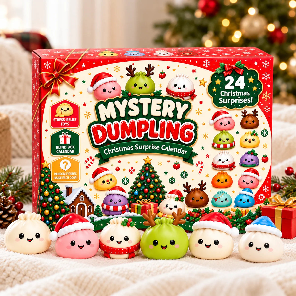 Advent Calendar Squishy Dumpling Figures Silicone Set of 24