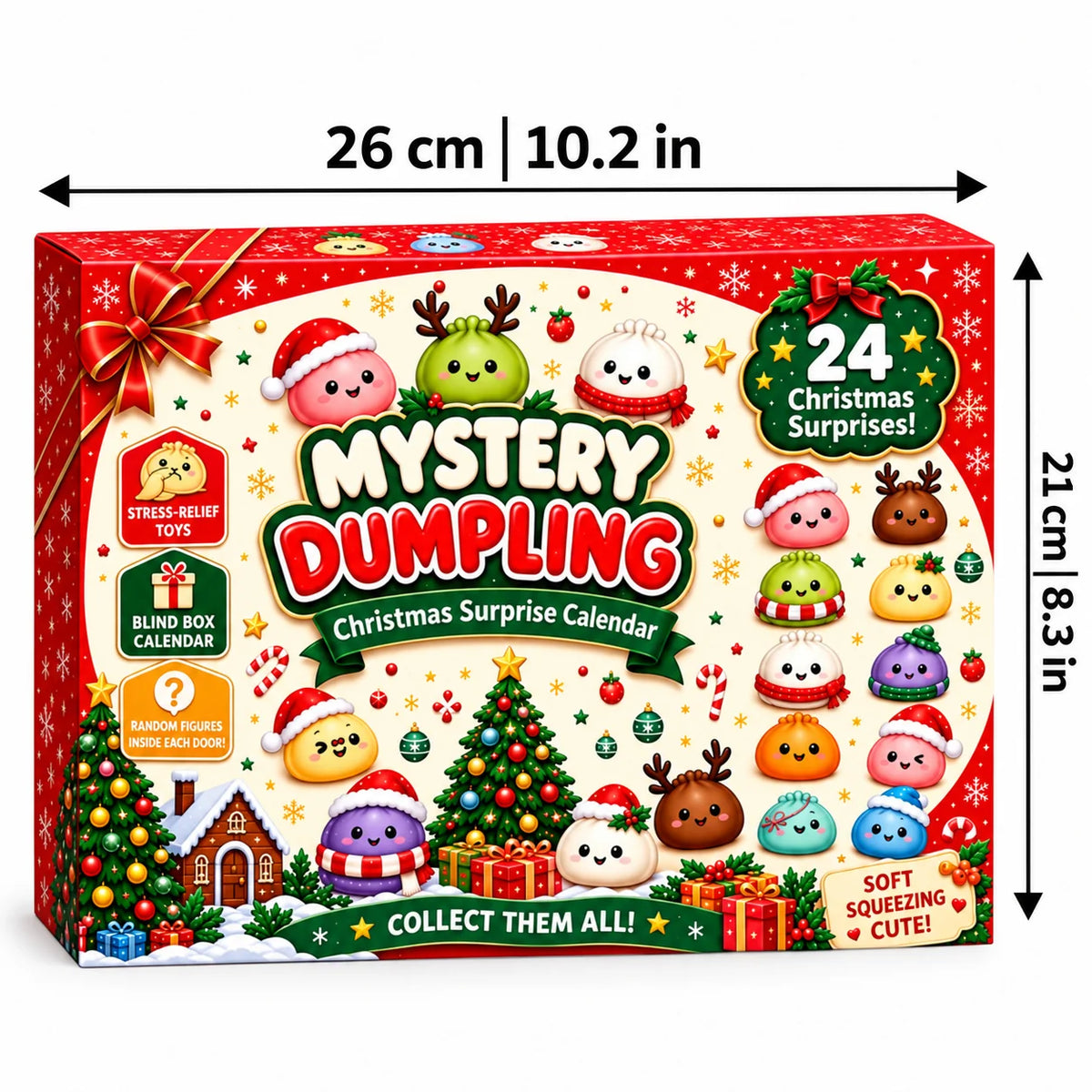 Advent Calendar Squishy Dumpling Figures Silicone Set of 24