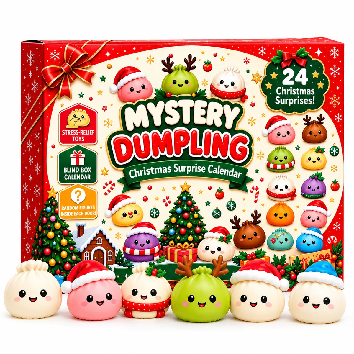 Advent Calendar Squishy Dumpling Figures Silicone Set of 24