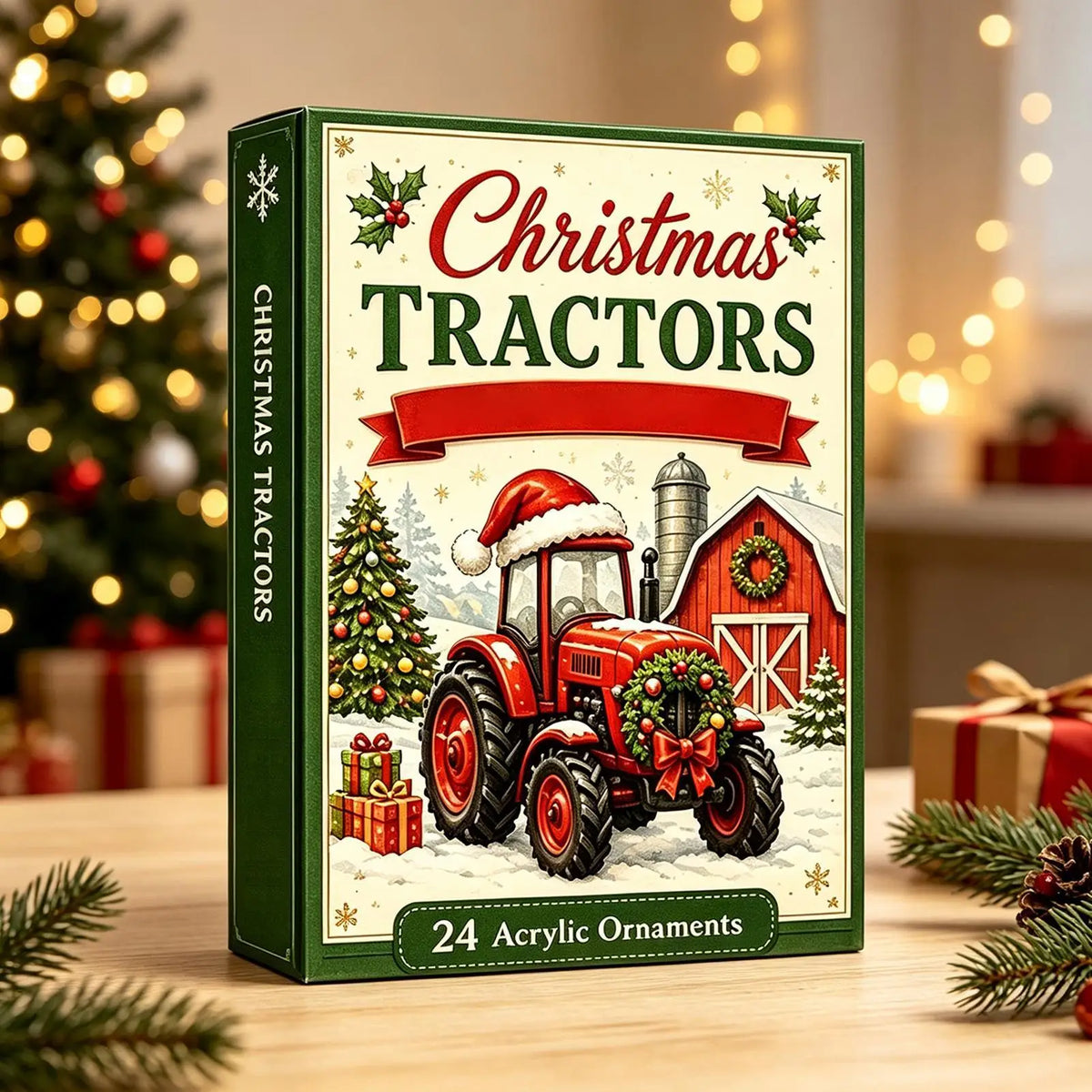 Advent Calendar Tractor 24 Acrylic Ornaments