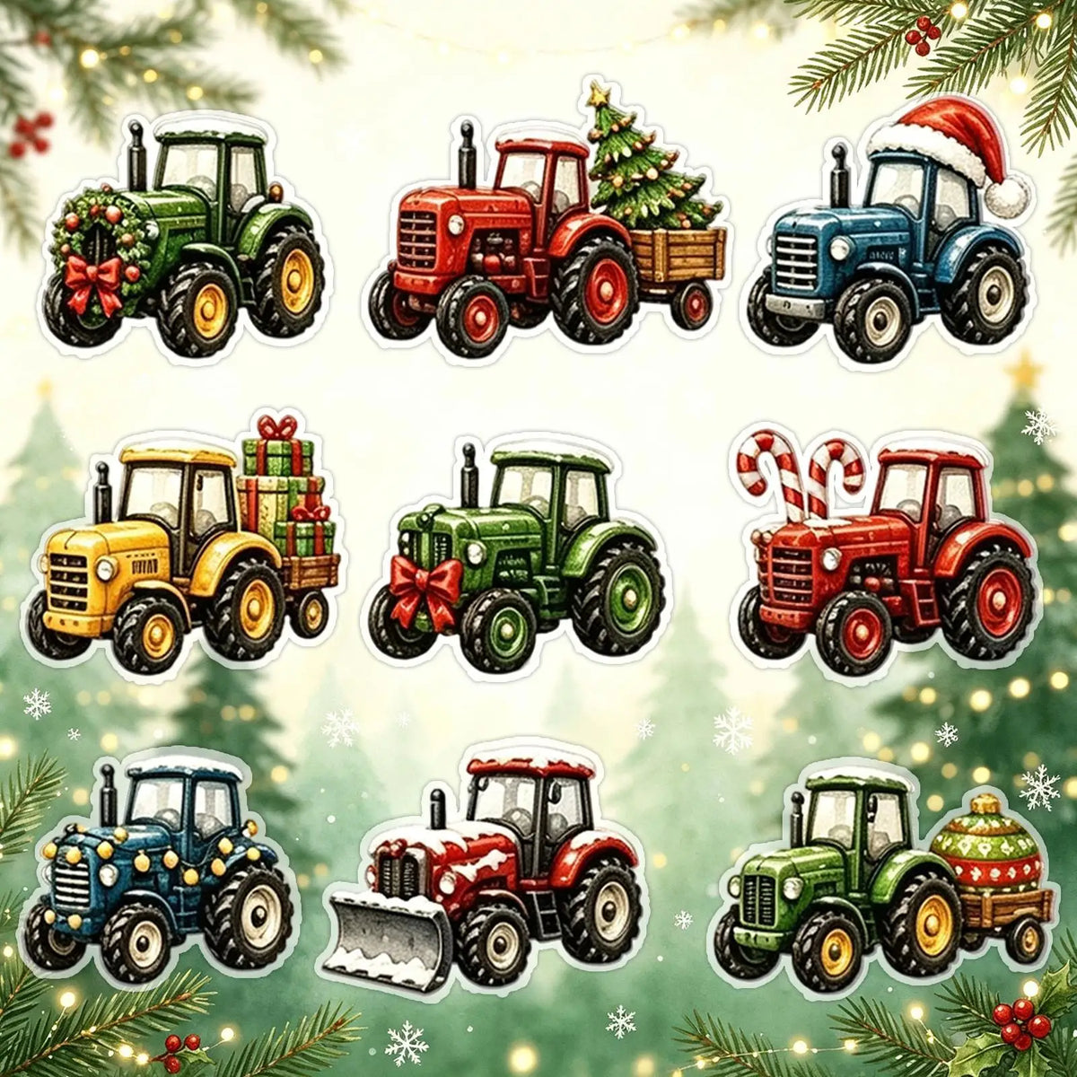 Advent Calendar Tractor 24 Acrylic Ornaments