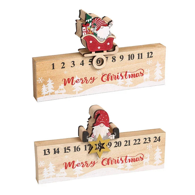 Advent Calendar Wooden Santa Sleigh Tabletop Decor