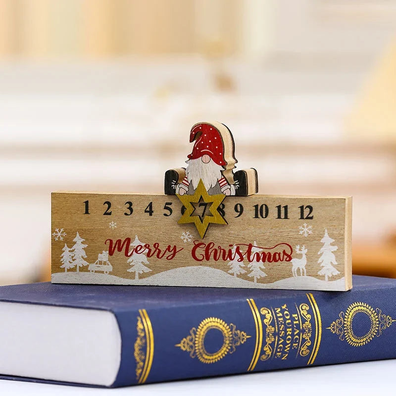 Advent Calendar Wooden Santa Sleigh Tabletop Decor