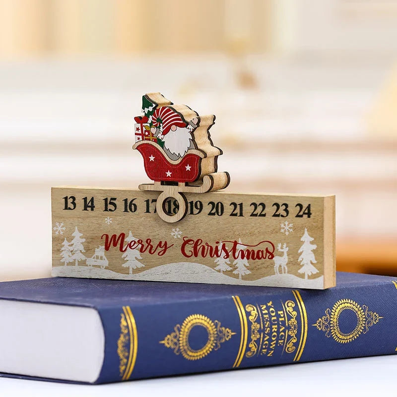Advent Calendar Wooden Santa Sleigh Tabletop Decor