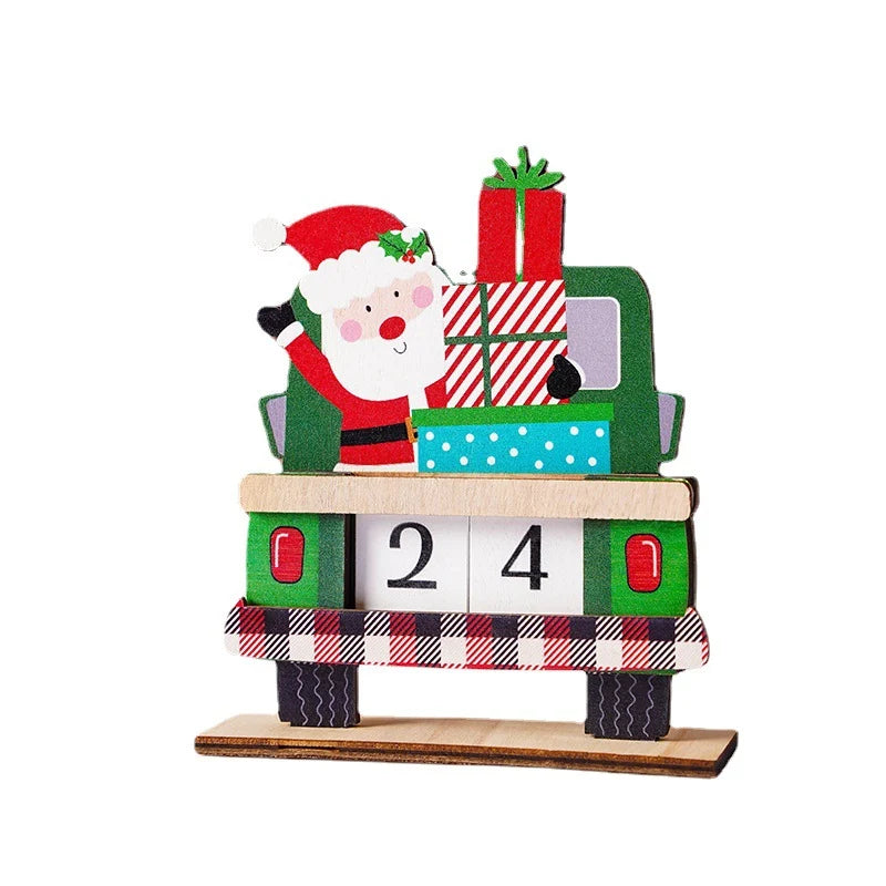 Advent Calendar Wooden Santa Truck Movable Numbers