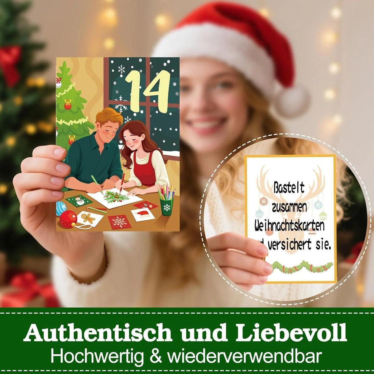 Advent Calendar for Couples 24 Activity Cards Wooden Stand