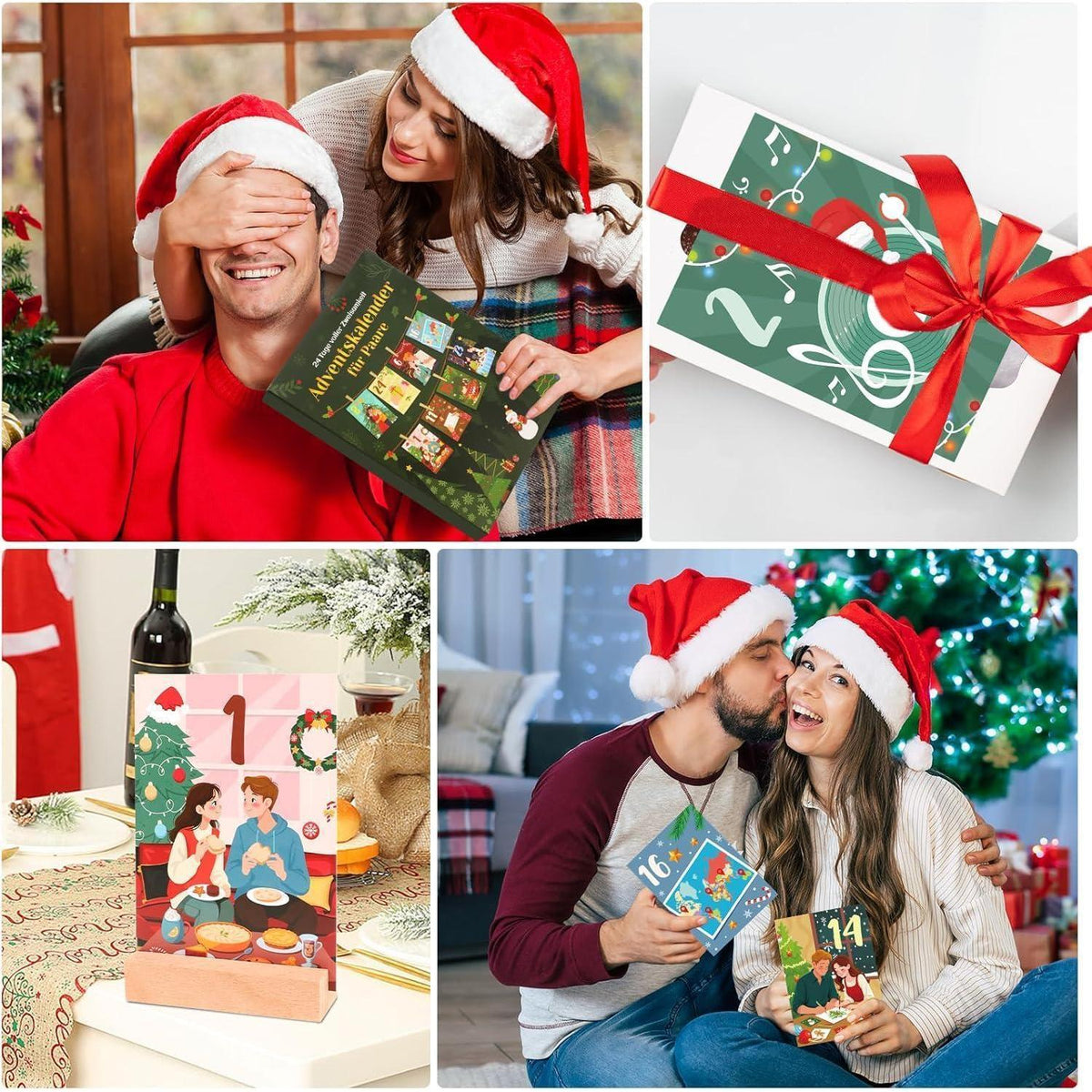 Advent Calendar for Couples 24 Activity Cards Wooden Stand