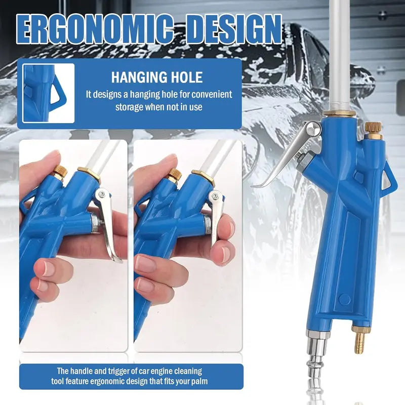 Air Blow Gun Pivoting 45-Degree Nozzle & Quick-Connect Hose