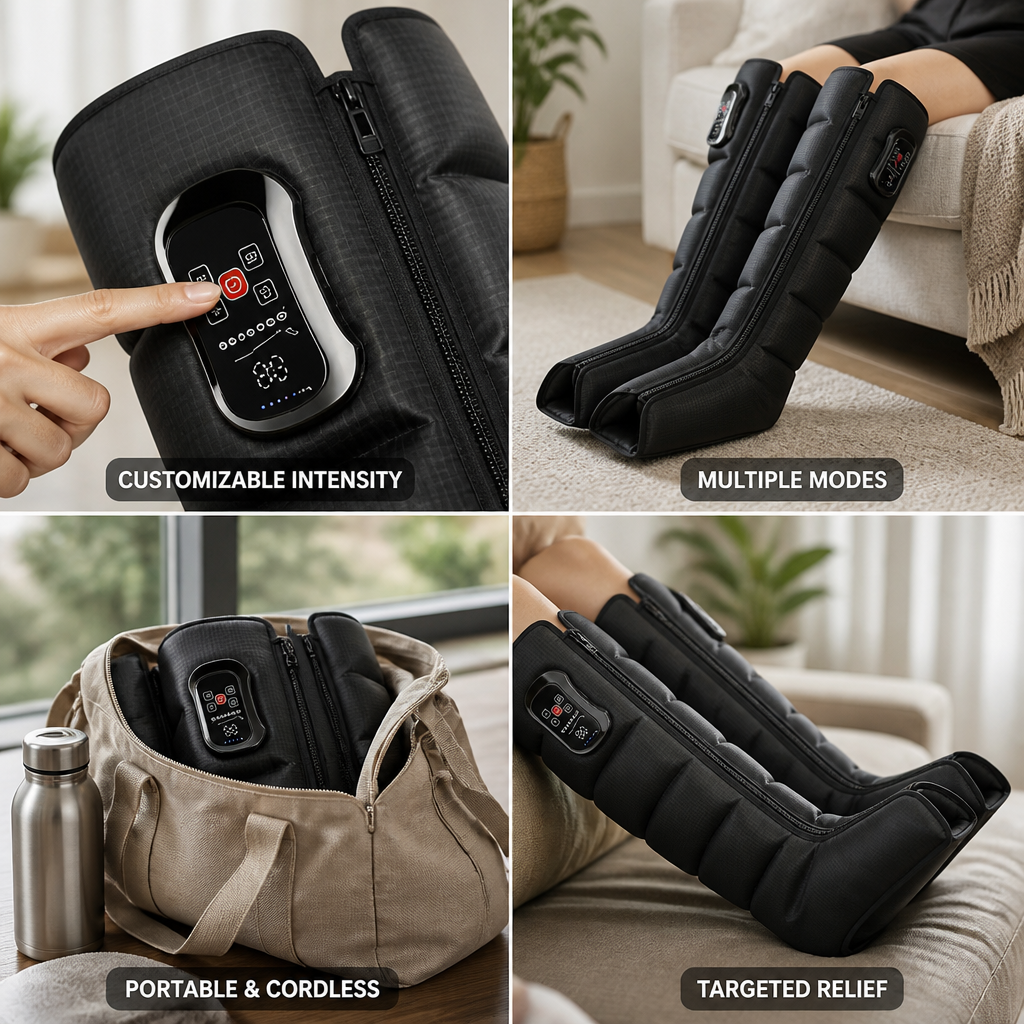 Air Compression & Adjustable Pressure Leg Massager (Rechargeable)