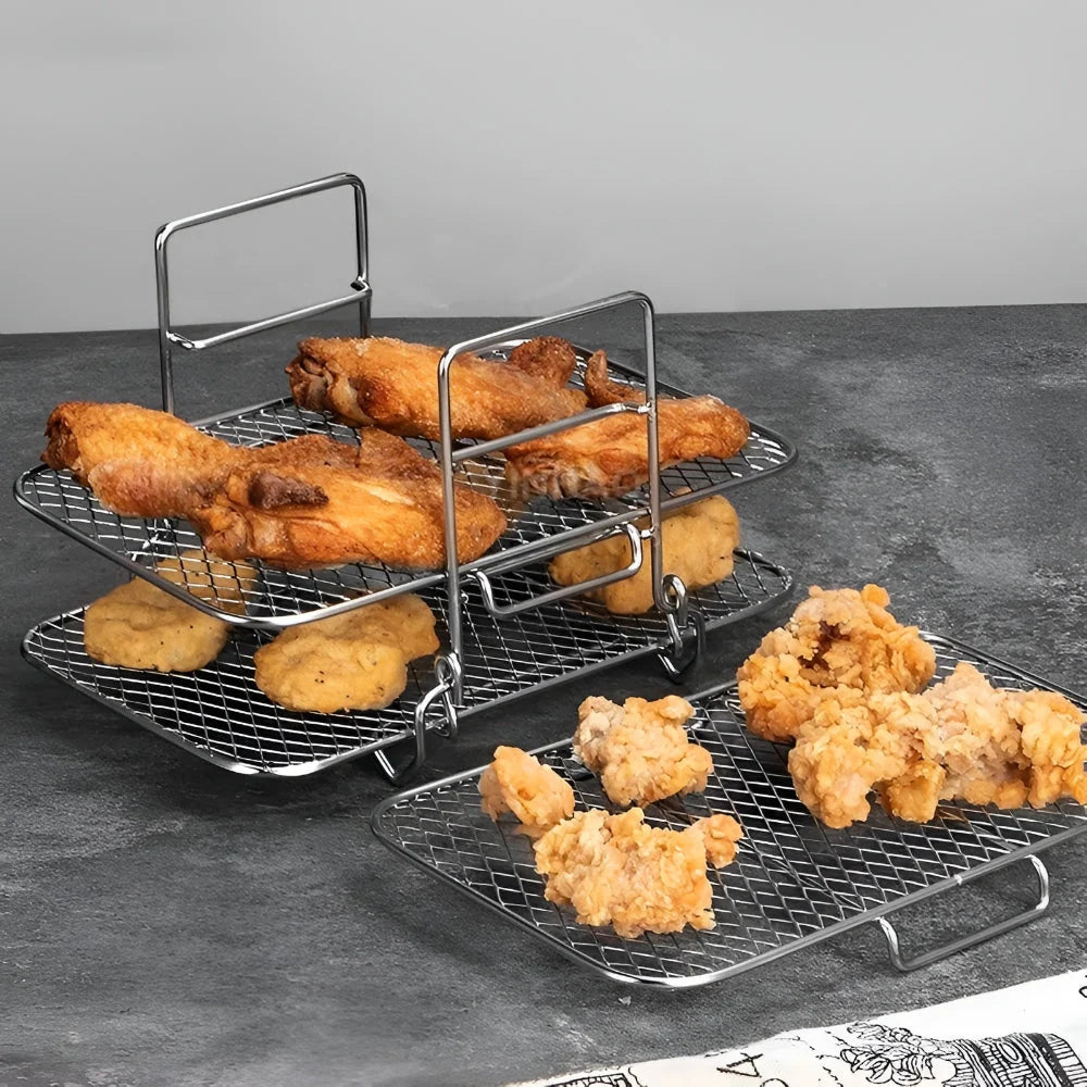 Air Fryer Rack Doubles Capacity Stainless Steel