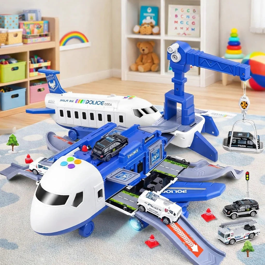 Airplane Playset With Service Vehicles Durable Plastic