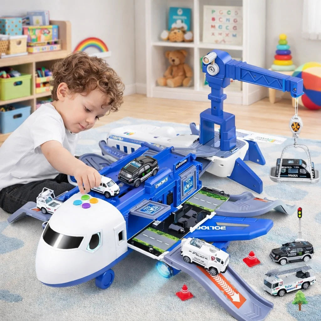 Airplane Playset With Service Vehicles Durable Plastic