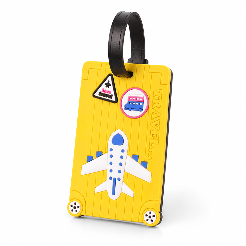Airplane-Print Silicone Luggage Tag (ID Window)