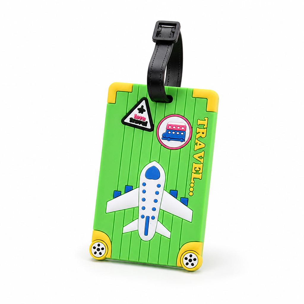 Airplane-Print Silicone Luggage Tag (ID Window)