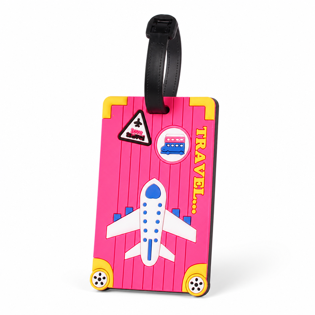 Airplane-Print Silicone Luggage Tag (ID Window)
