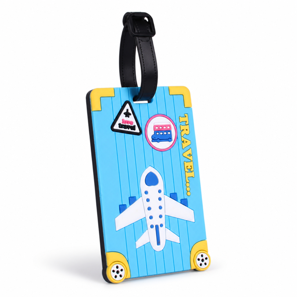 Airplane-Print Silicone Luggage Tag (ID Window)