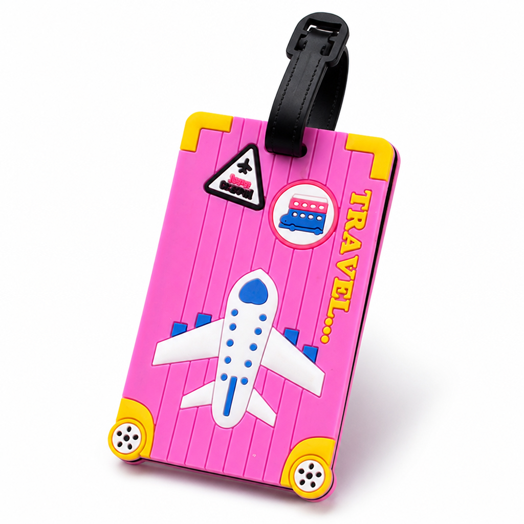 Airplane-Print Silicone Luggage Tag (ID Window)