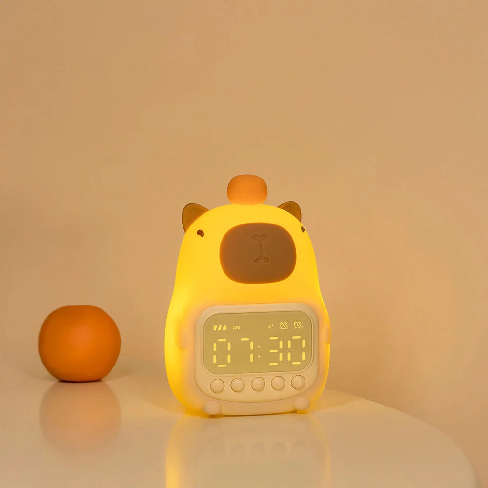Alarm Clock & Night Light Capybara Silicone Warm Amber LED