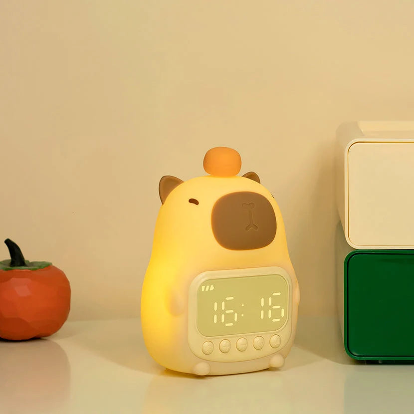 Alarm Clock & Night Light Capybara Silicone Warm Amber LED