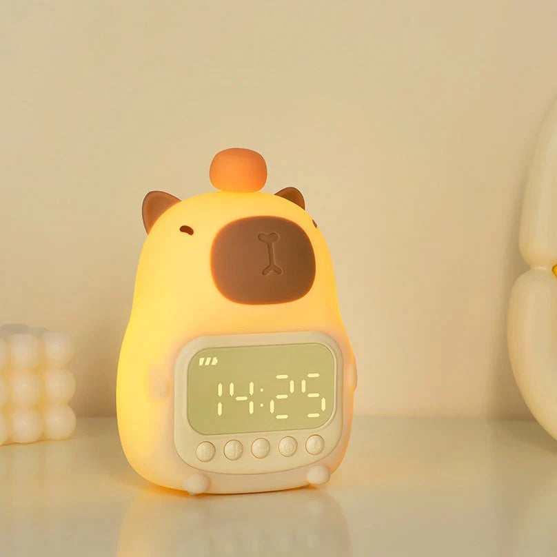 Alarm Clock & Night Light Capybara Silicone Warm Amber LED