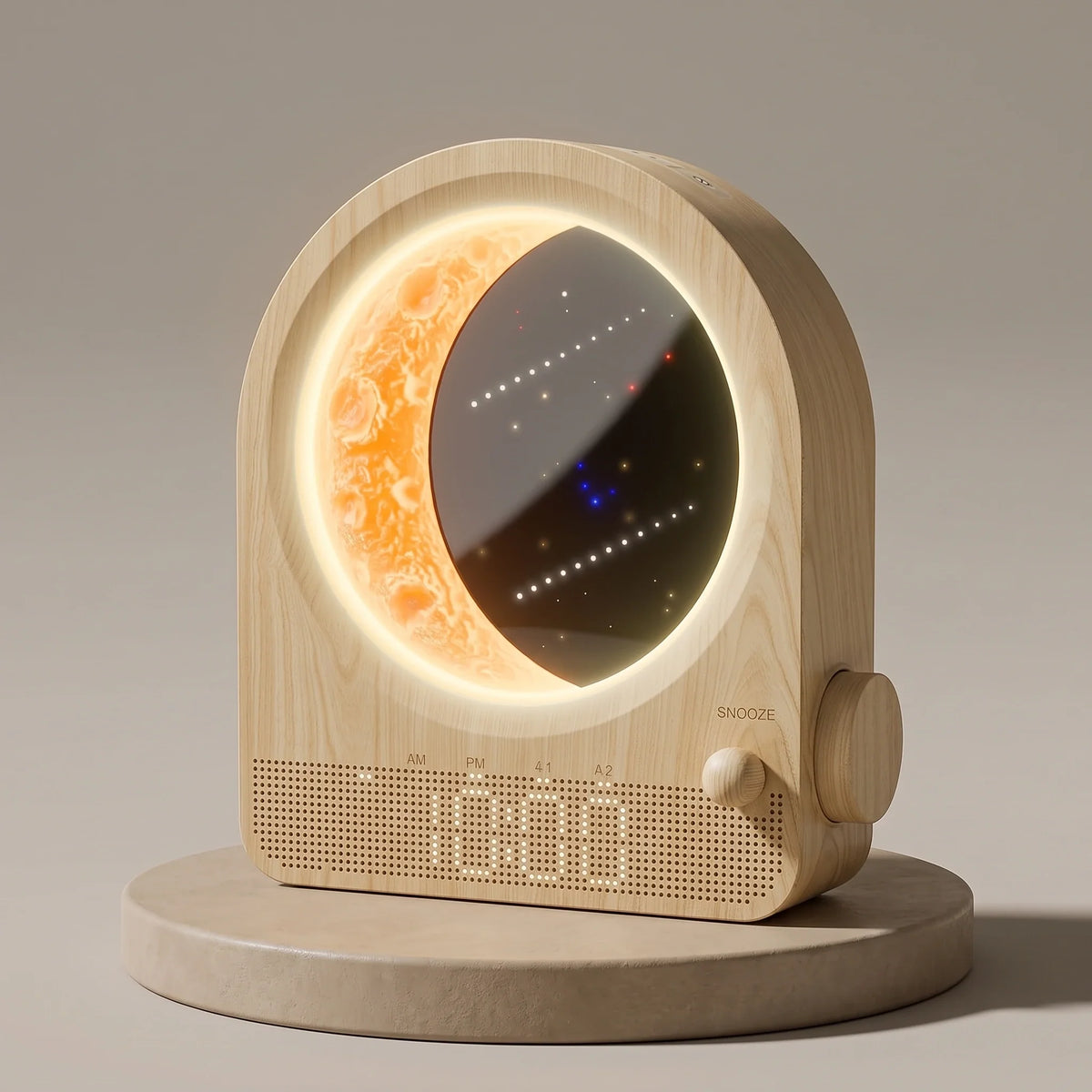 Alarm Clock Sunrise Light 3D Moon Lamp 10 Nature Sounds