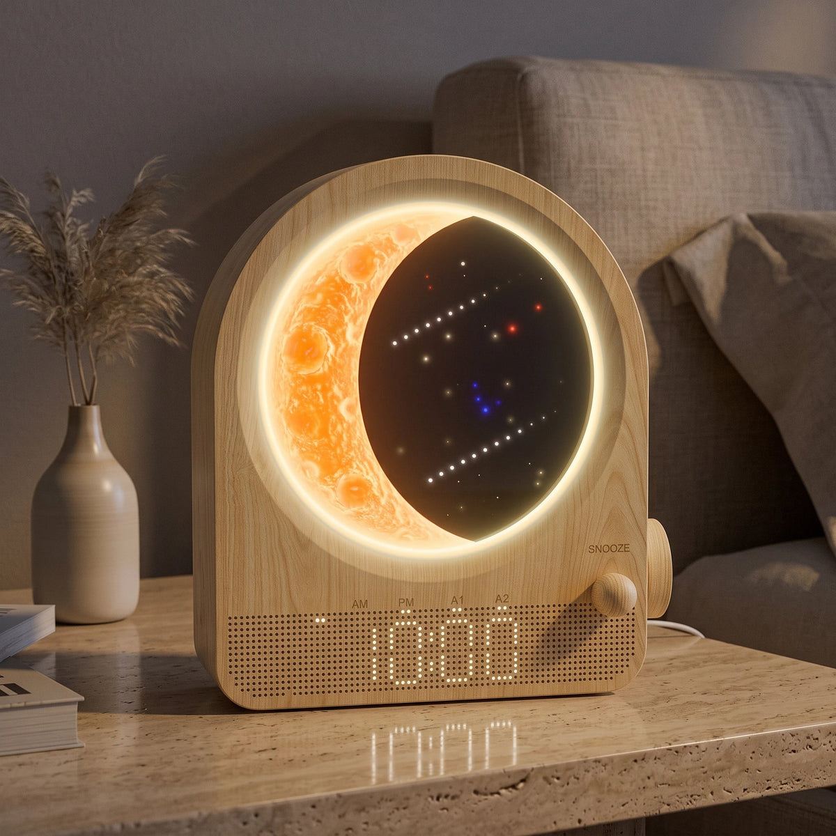 Alarm Clock Sunrise Light 3D Moon Lamp 10 Nature Sounds