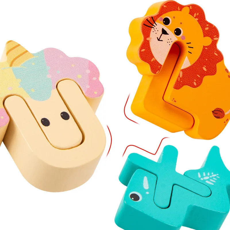 Alphabet Puzzle Wooden Animal-Shaped Set of 26