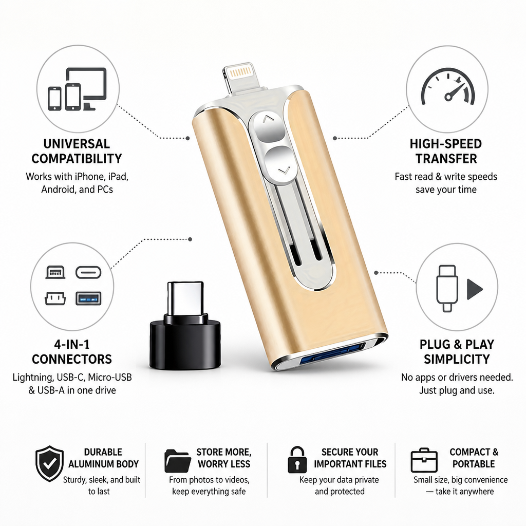 Aluminum 4-in-1 High-Speed USB Flash Drive