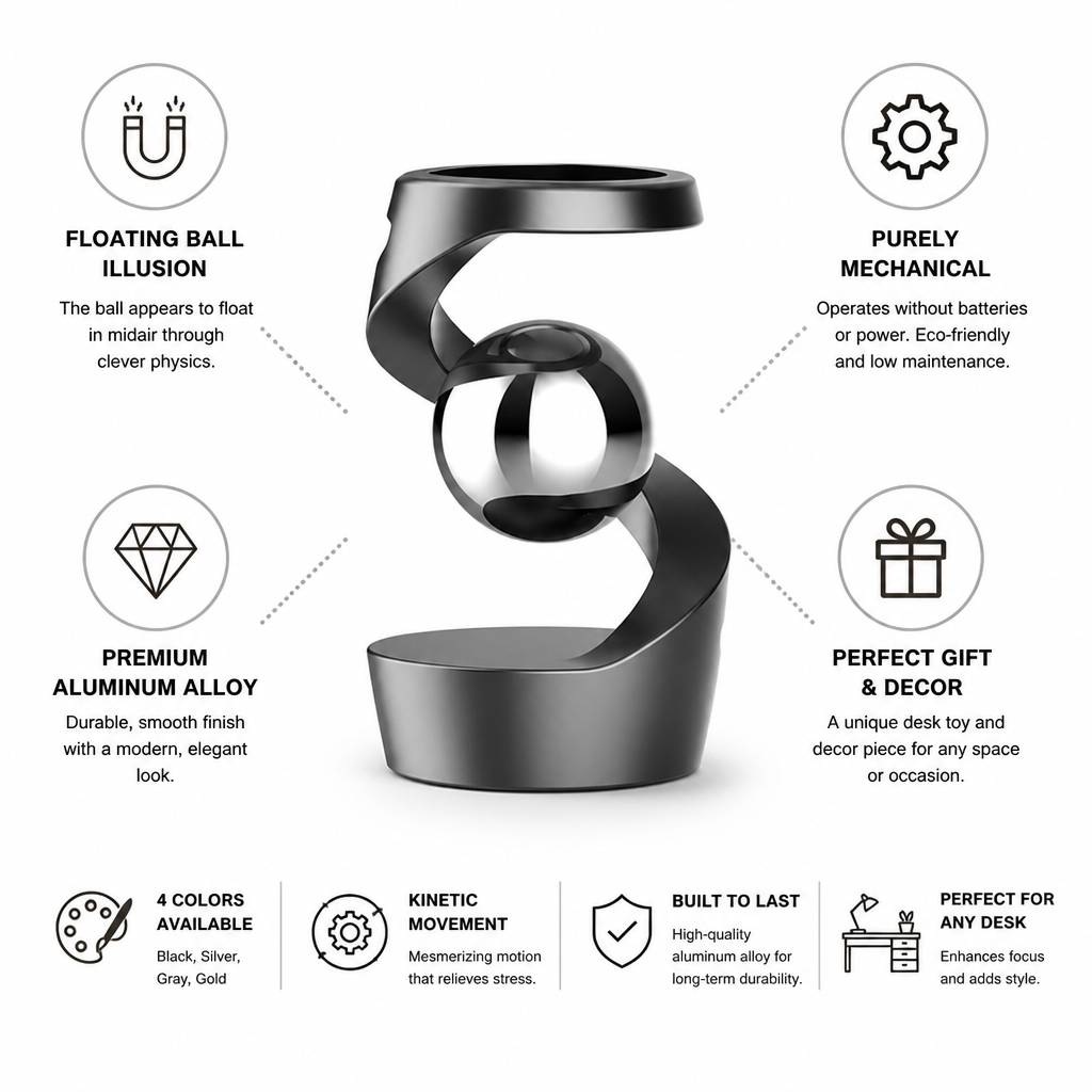 Aluminum Mechanical Floating Ball Kinetic Desk Toy