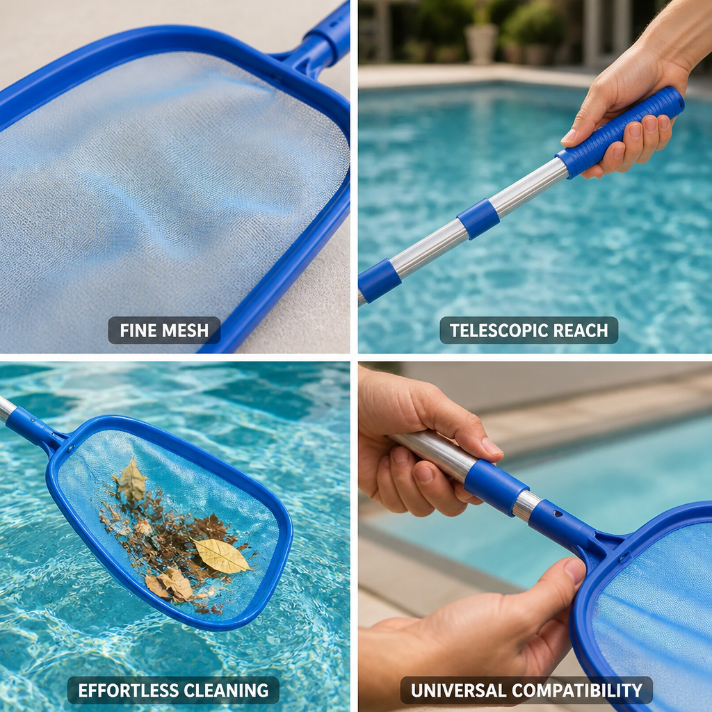 Aluminum Telescopic Fine Mesh Pool Skimmer Net (17-41 in)