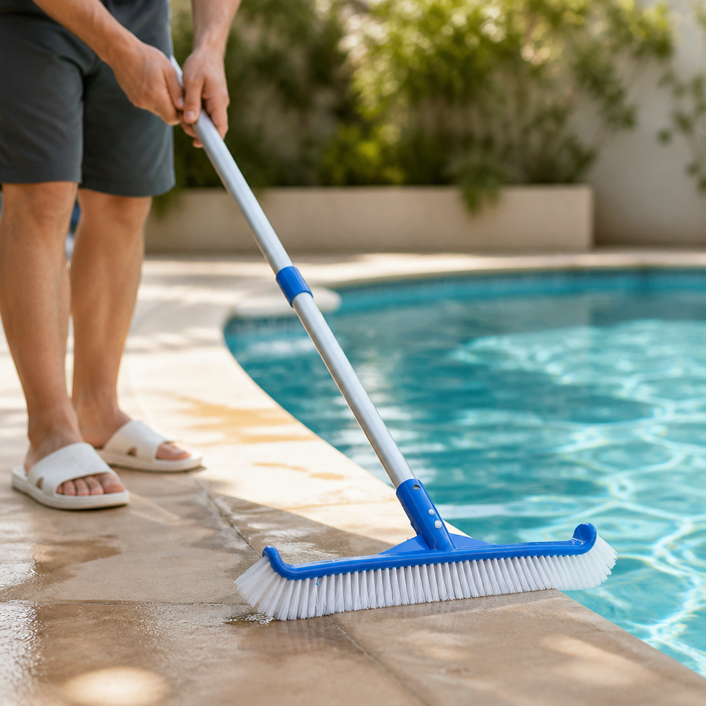 Angled Nylon Quick-Connect Pool Brush Head (17 Inch)