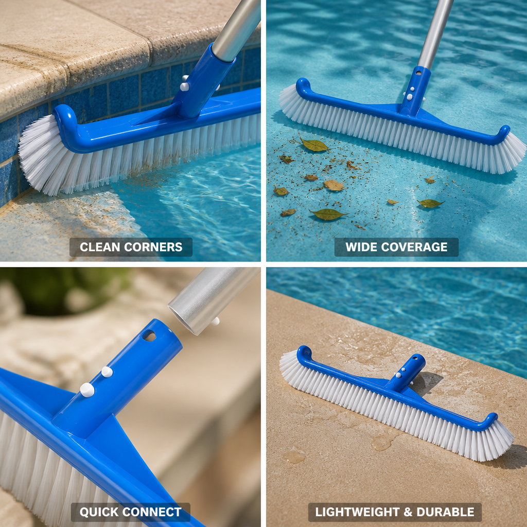 Angled Nylon Quick-Connect Pool Brush Head (17 Inch)