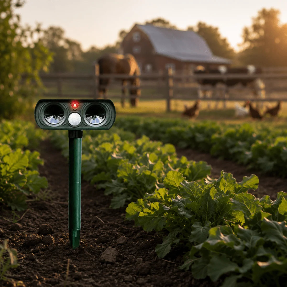 Animal Repellent Solar-Powered Motion-Activated Ultrasonic Weatherproof Outdoor Use