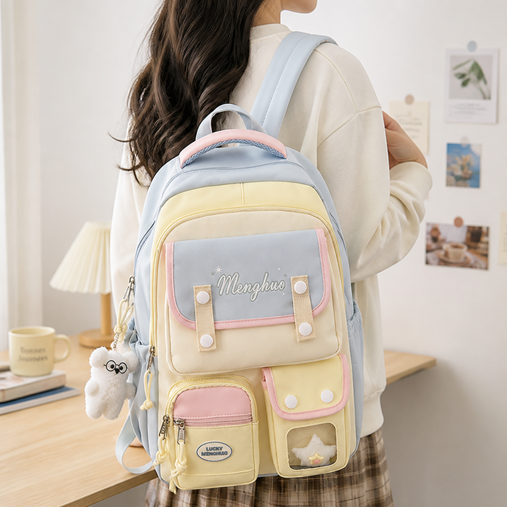 Anime-Inspired Water-Resistant Multi-Compartment School Backpack