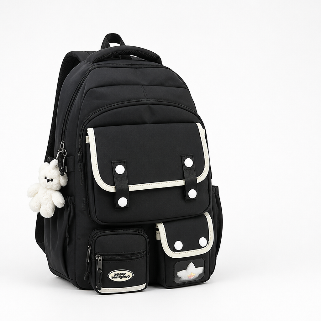 Anime-Inspired Water-Resistant Multi-Compartment School Backpack