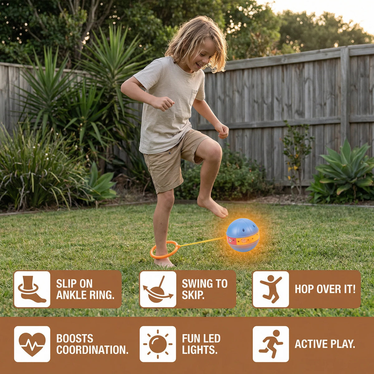 Ankle Bounce Ball Motion-Activated LED & Adjustable Loop