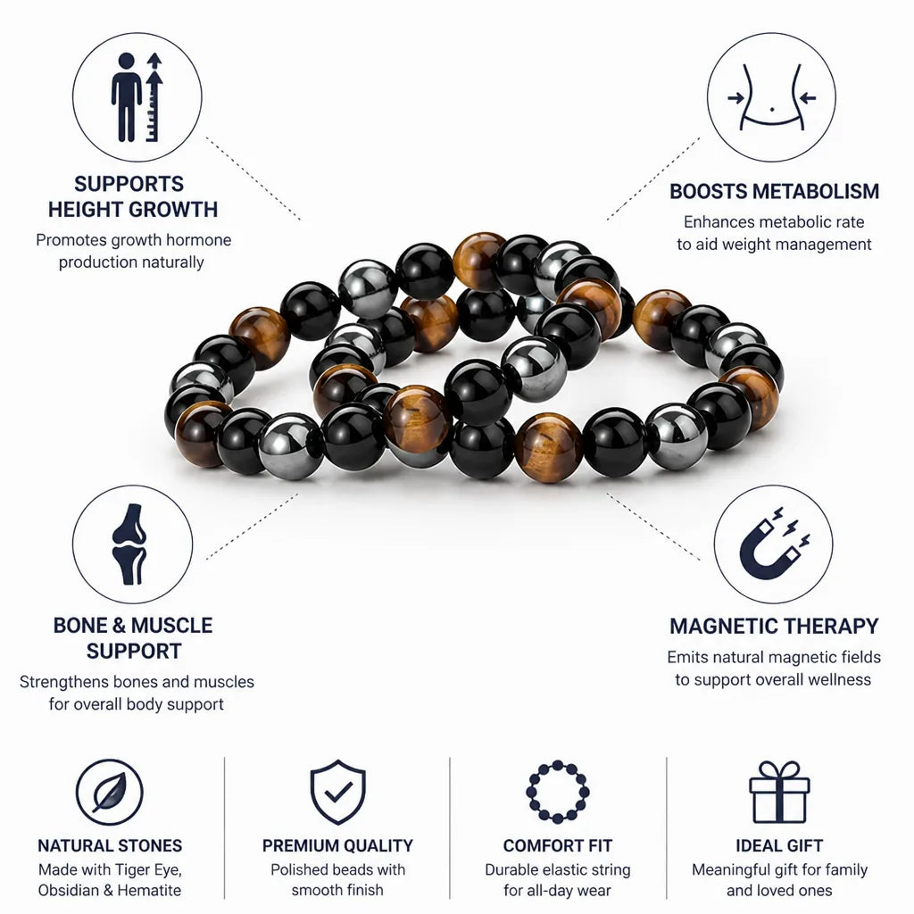 Anklet Tiger Eye Obsidian Hematite Magnetic Therapy
