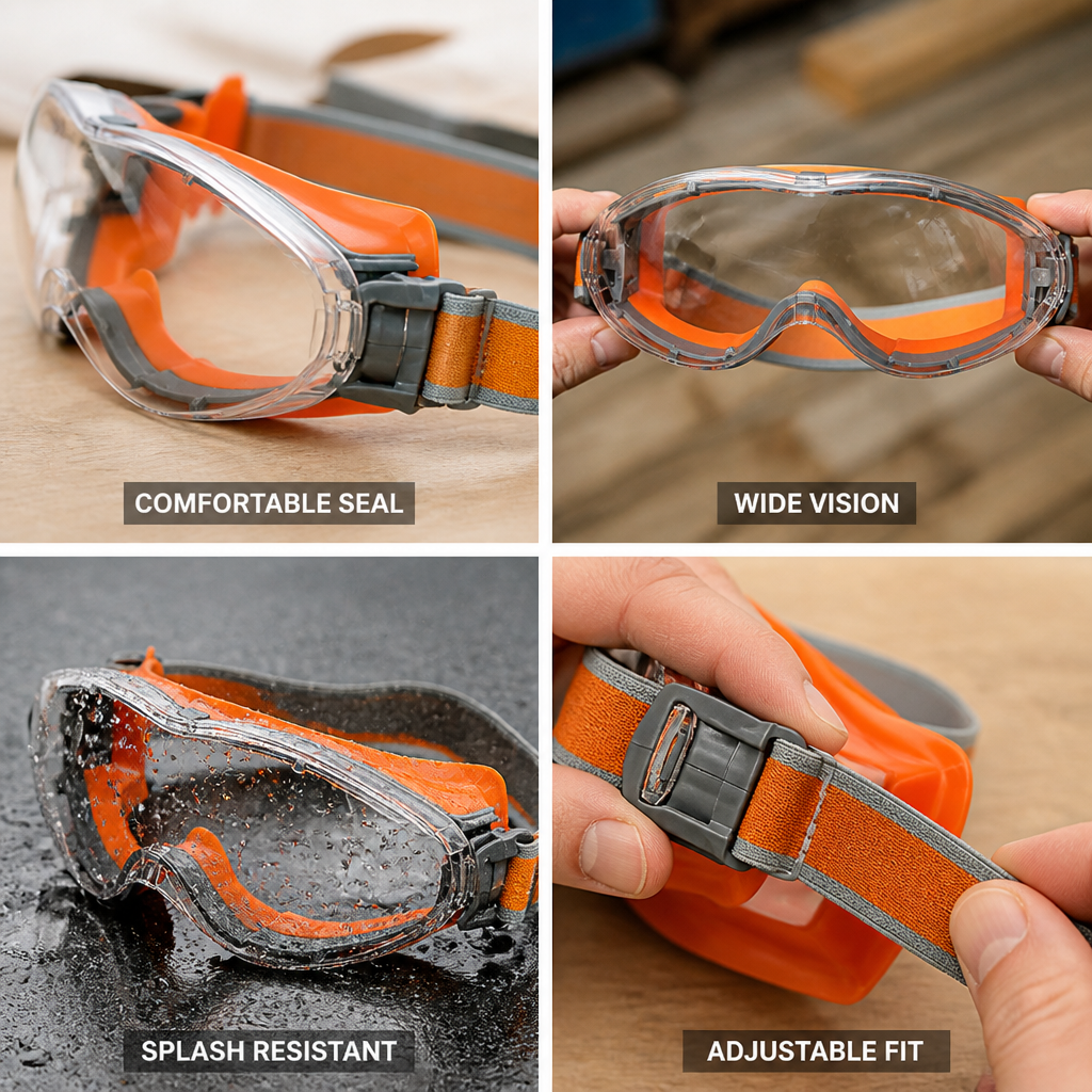 Anti-Fog Panoramic Lens Silicone-Seal Safety Goggles