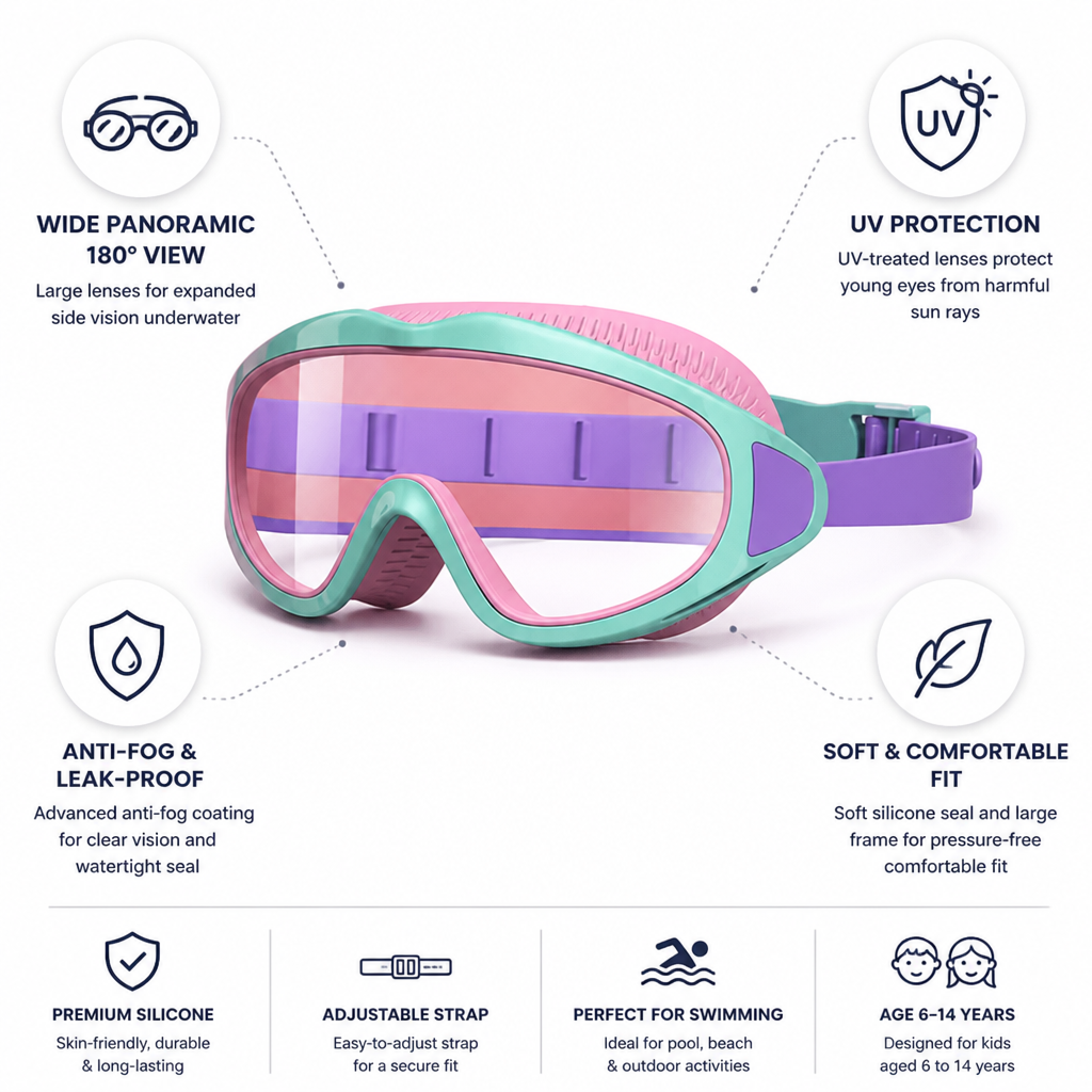 Anti-Fog UV-Protective Silicone Kids Swimming Goggles