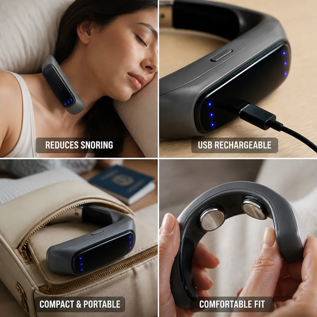 Anti-Snoring Device Neckband Low-Frequency Pulse USB Rechargeable