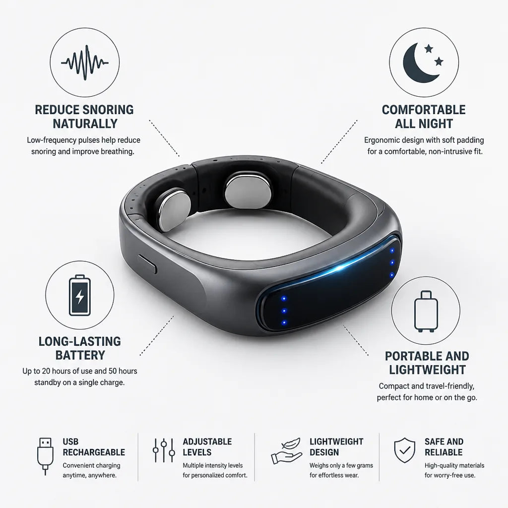 Anti-Snoring Device Neckband Low-Frequency Pulse USB Rechargeable