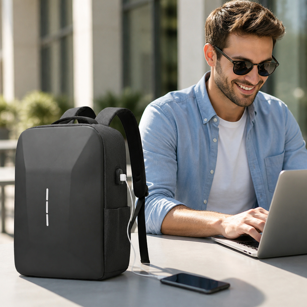 Anti-Theft Hidden Zippers & Locks Backpack (Fits 15.6in Laptop)