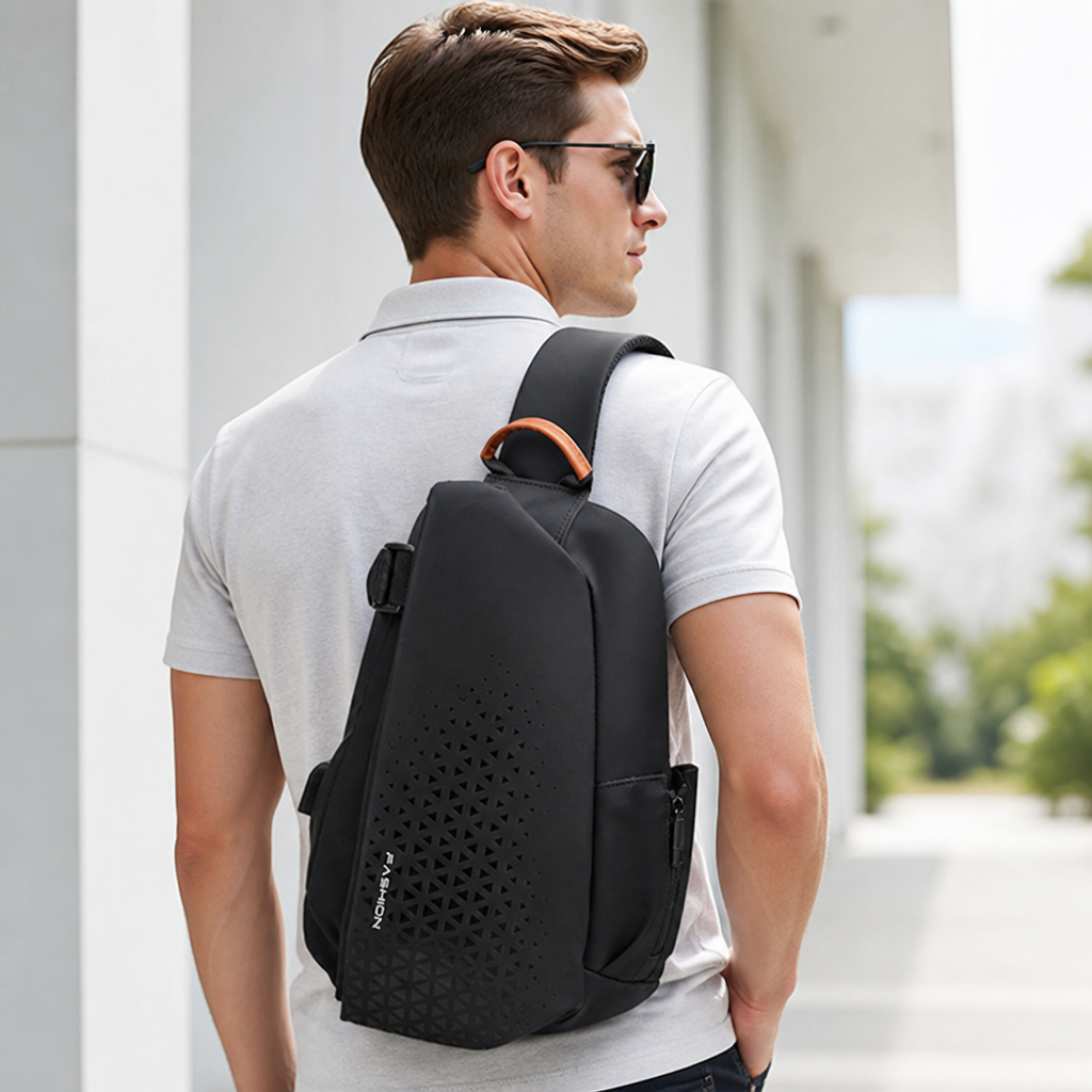 Anti-Theft Locking Zipper Sling Backpack (Cut-Resistant Strap)