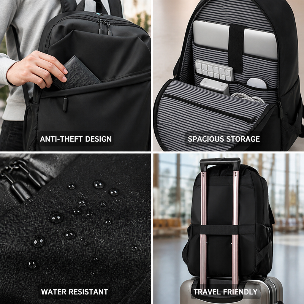 Anti-Theft Water-Resistant Backpack (Fits 15.6" Laptop)