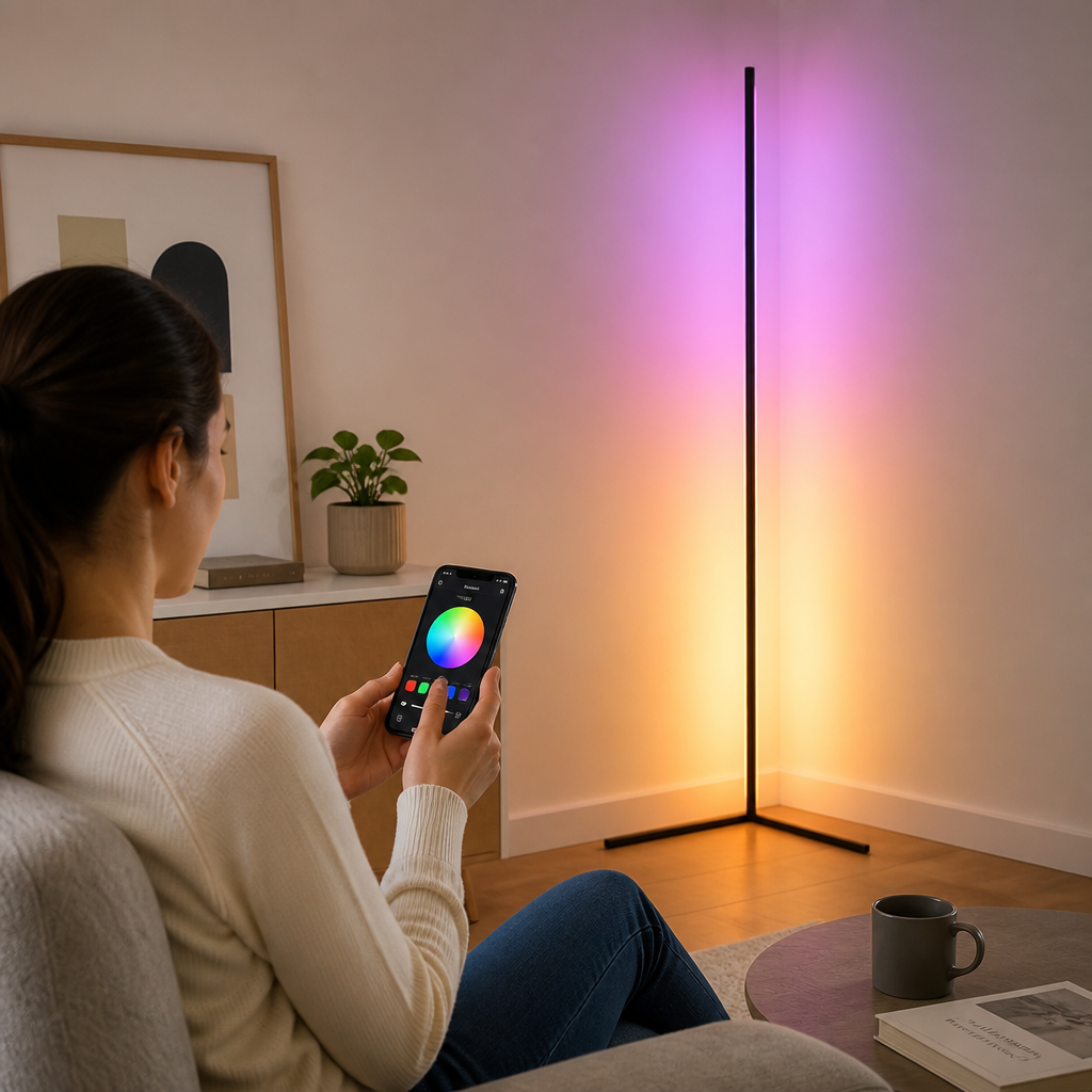 App-Controlled RGB Music-Sync Corner Floor Lamp (155 cm)
