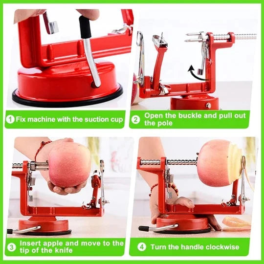 Apple Peeler, Corer & Slicer Hand-Crank Suction Base